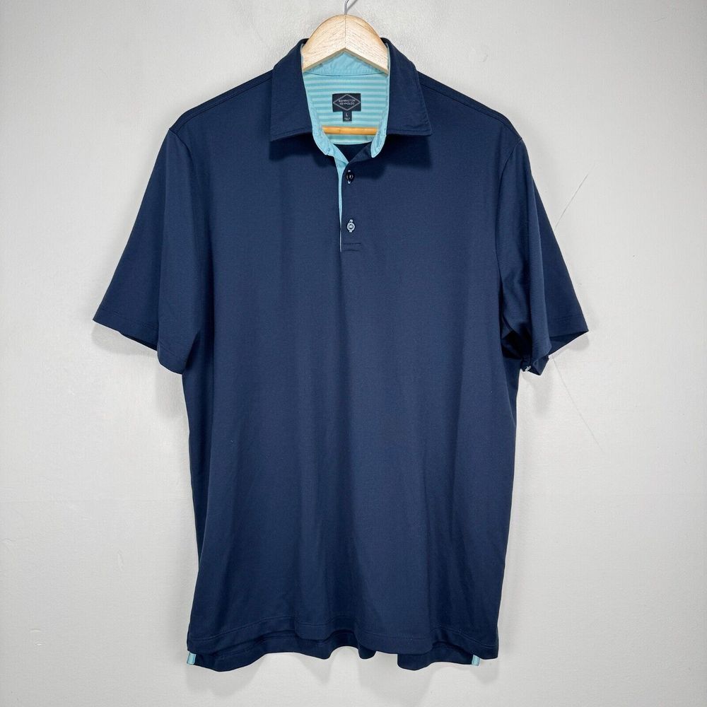 Remington Reynolds Performance Polo Shirt‎ Men Large Navy Blue Wicking Golf